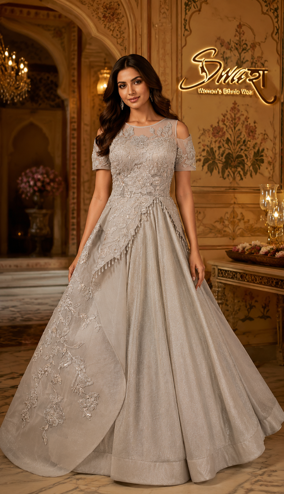 Roshni Silver Bridal Gown